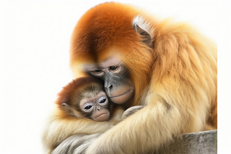 和妈妈在一起猴子妈妈和孩子拥抱在一起背景