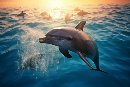 跃出海面的海豚设计图片