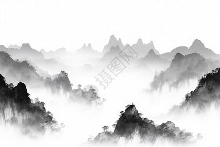 经典的山水墨画背景图片