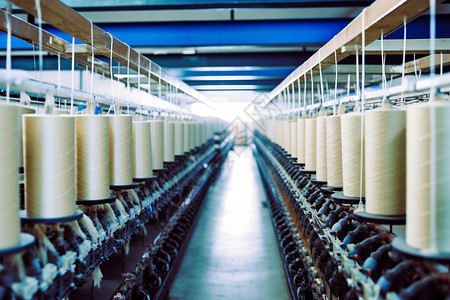 纺织厂的车间纱线高清图片素材