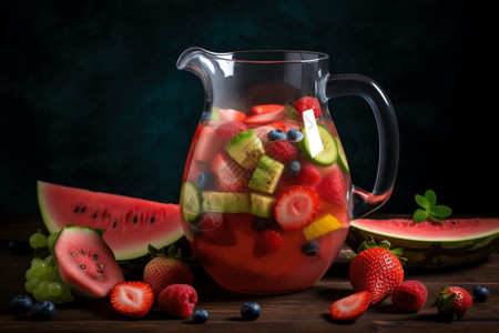 新鲜多汁的夏日水果茶图片