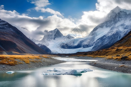 中国西部冰川风景背景