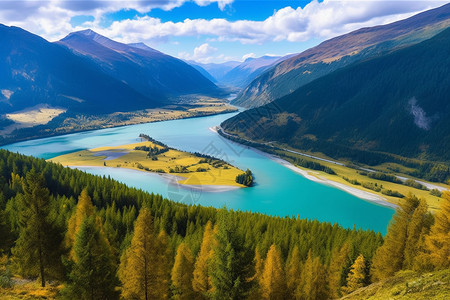 中国西部喀纳斯风景区背景