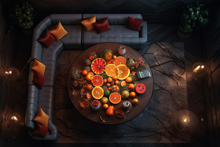 美味果盘客厅茶几上的水果设计图片