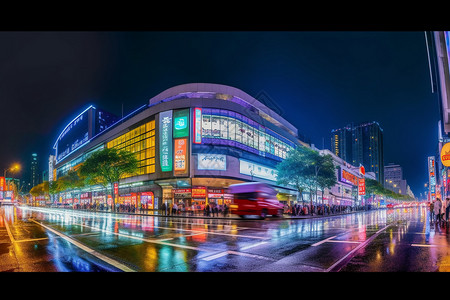 现代城市商业街背景图片
