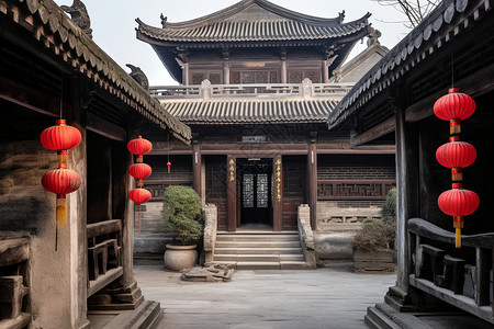 中式古建筑背景图片