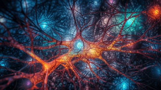 大脑中的微观神经元背景图片