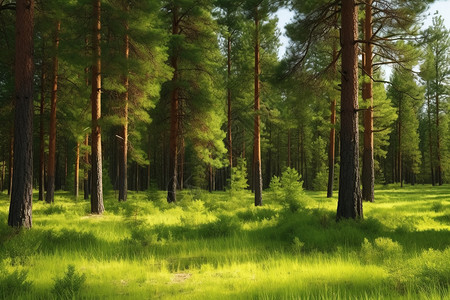 森林中的松树背景图片