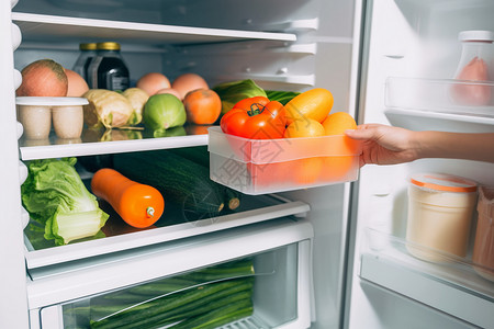 冰箱详情新鲜的蔬菜背景
