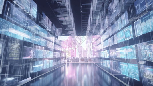 未来增强现实购物的大都市背景图片