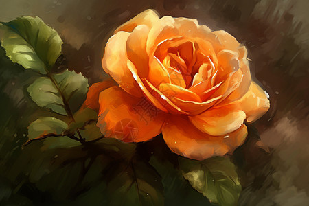 一束橙色玫瑰油画背景图片