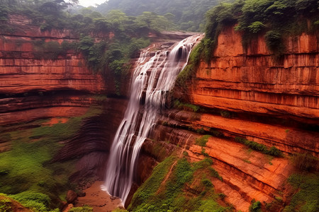 上汽红岩流淌的瀑布背景