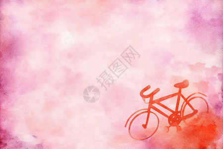 粉色水彩渐变渲染背景和单车背景图片