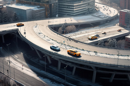 冬季城市公路高架交通图片