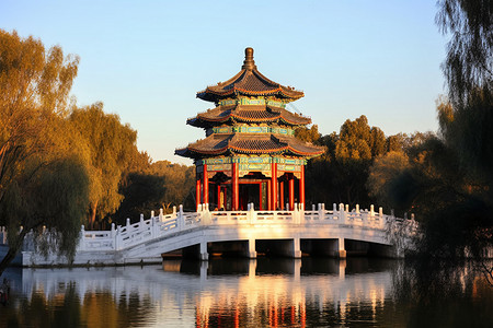 中国古代皇家园林古建筑背景图片