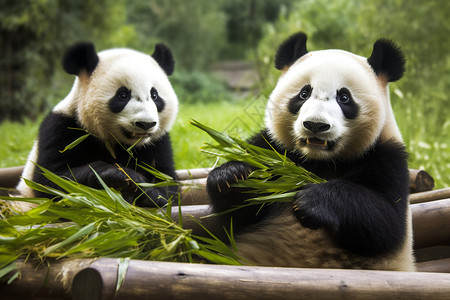 吃竹子的大熊猫动物高清图片素材