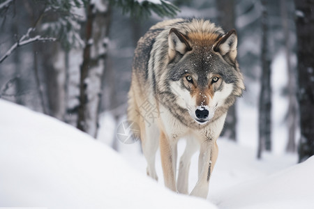 雪地中的狼冬季高清图片素材