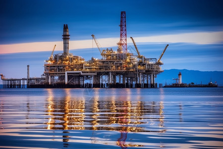 海洋上的炼油厂背景图片
