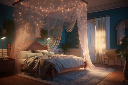 婚床布置梦幻的卧室装修设计图片