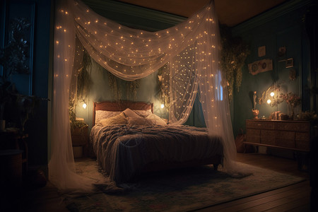 婚床布置梦幻般的卧室设计设计图片
