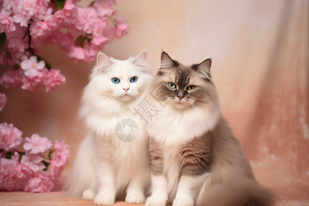 两只宠物小猫哺乳动物高清图片素材