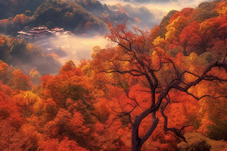 枫叶旅游素材秋季红叶遍野设计图片