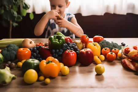 健康摄入蔬果的孩子图片