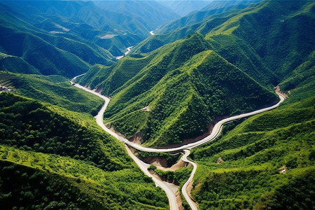 S形身材风景如画的山坡道路背景