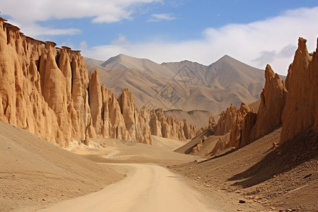 泥沙堆积沙漠小道背景