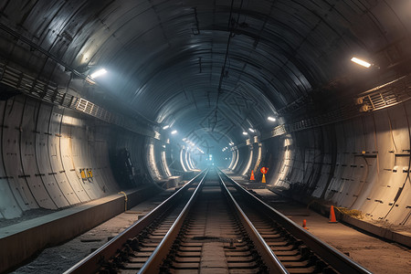 地下施工施工中的地铁隧道背景