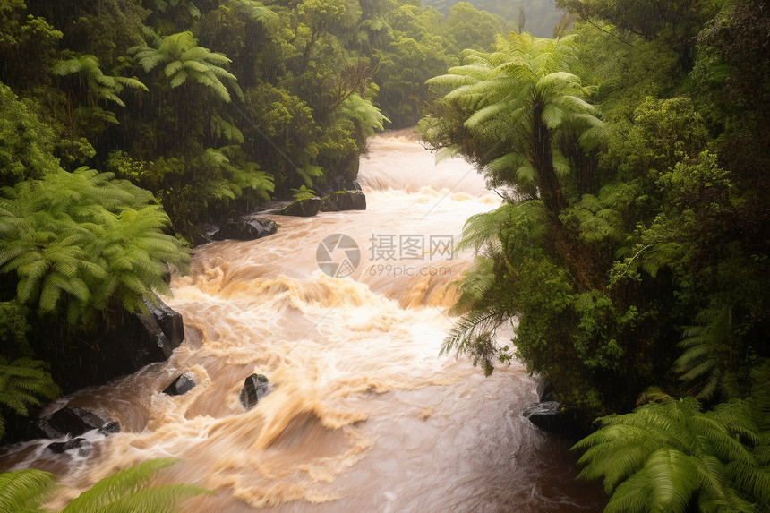 热带雨林中的河流图片