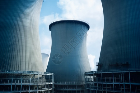 双冷却塔核电站的细节图片