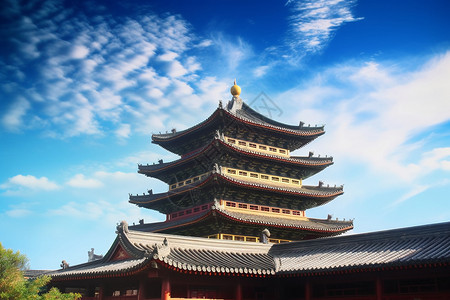 中式传统屋顶古建筑旅游景点地标图片