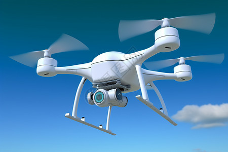 无人驾驶技术蓝天上飞行的无人机背景