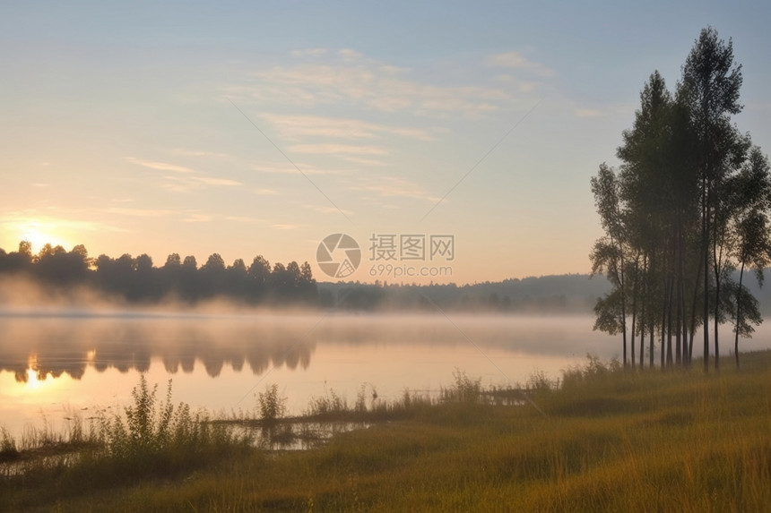 秋日湖泊景观图片