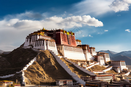 西藏拉萨布达拉宫西藏布达拉宫建筑背景