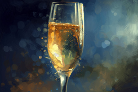 起泡美味的气泡香槟（不是照片）插画