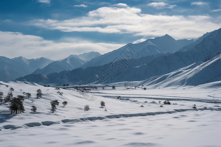 冬天山脉雪山图片
