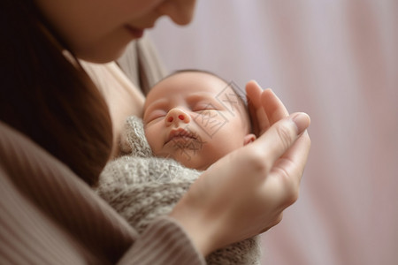 妈妈抱着新生婴儿背景