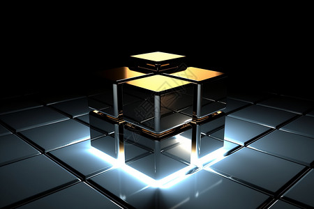 几何三维金属立方体图片