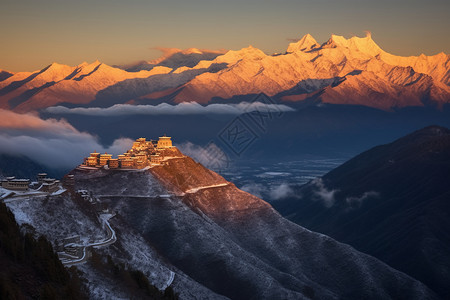 日照金山的自然景观图片