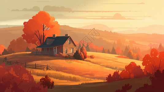 秋天的乡村小丘背景图片