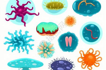 不同类型细菌病毒插图高清图片