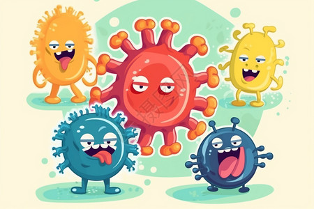 生物病毒细菌卡通插画背景图片