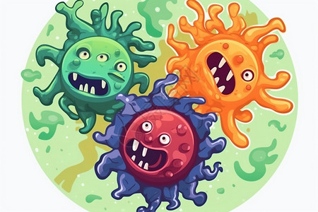 病毒细菌卡通插画图片