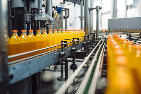 饮料加工厂果汁生产线高清图片