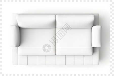 家具单个白色沙发的顶视图设计图片