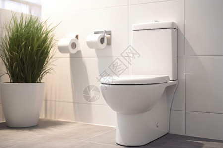 浴室的白色马桶背景图片