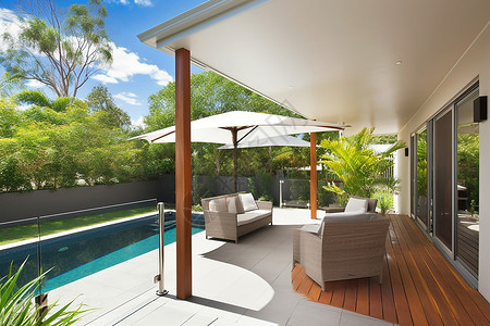 阳台休息区带泳池的别墅设计图片