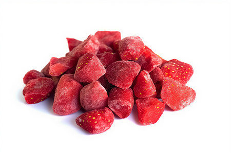 冻干水果白色背景上的冻干草莓背景